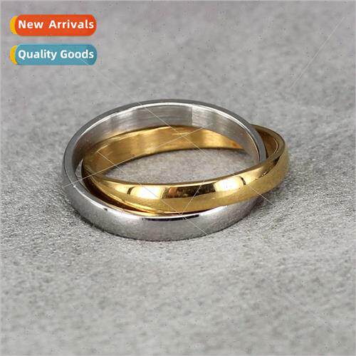 Korea  fashion double ring interlocking tanium steel finger