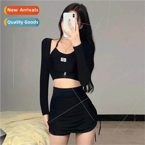 New spl three-piece swimsu female long-sleeved cover-up thin
