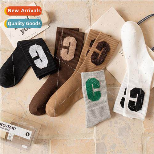 ve plush big C letter socks tide socks fall winter new Korea