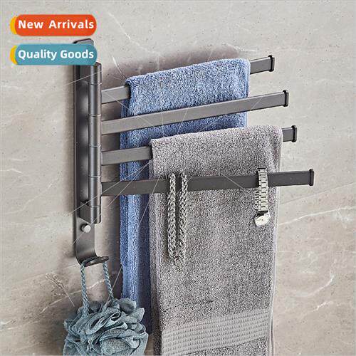 Rotating towel rack bathroom no punch multi-rod bath towel s