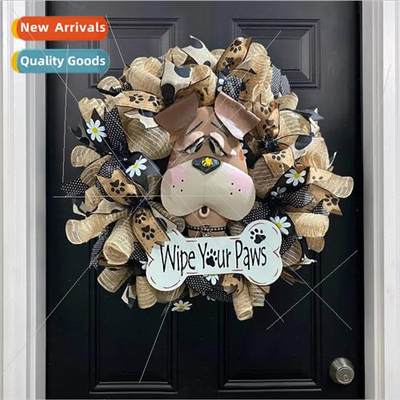 New Dog Dog Head Wreath 2023 Creative Rattan Wreath Door Han