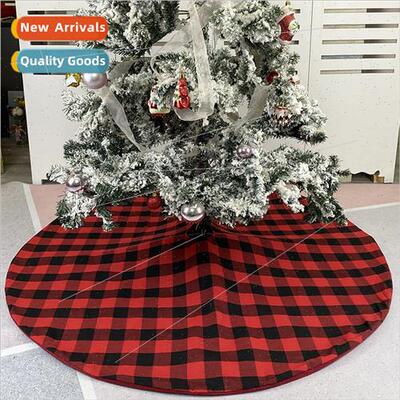 Black Red Gingham Tree Skirt Christmas Decorations Holiday S