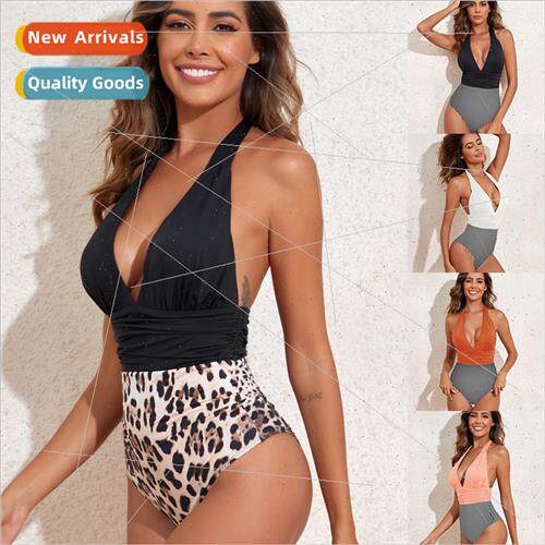 2023 new one-piece leopard print swimsu sexy swimsu thin bac