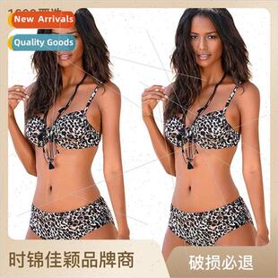 Sexy Leopard Print 2022 Waist Bikini High Swimsu New