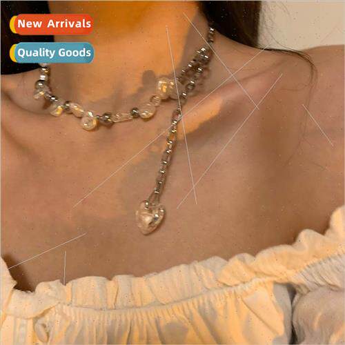 che pearl shaped heart necklace female tide cool spicy girl