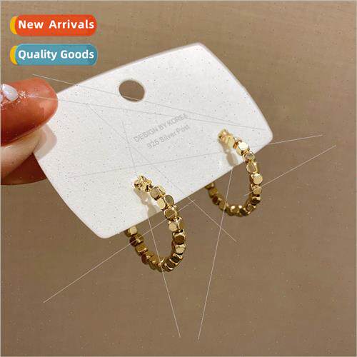 Retro HK new tide metal broken silver earrings ins minimalis