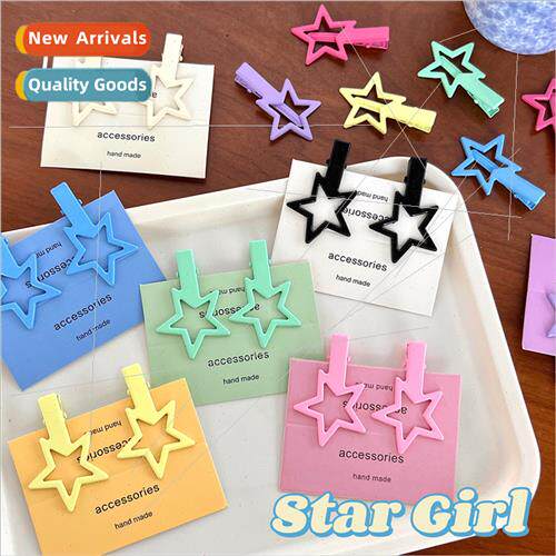 Sweetheart candy color star hair clips cute girl wind hair c