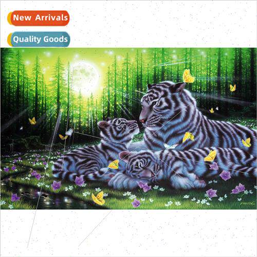 Full diamond tiger a family diamond painting living room ani