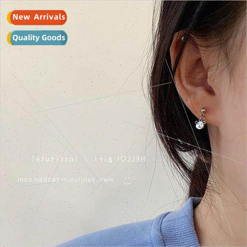 Korea ins simple asymmetric cute bear earrings female tide s