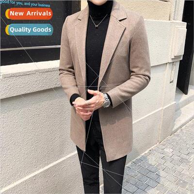 Men coat in long new fall winter wool tweed coat men Korea