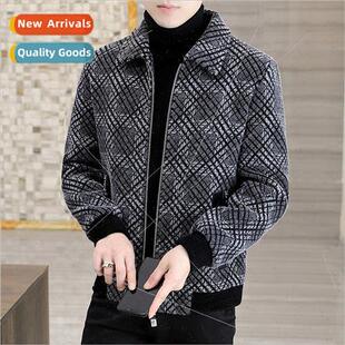 men middle casual jacket mink gold winter fall tops Lapel