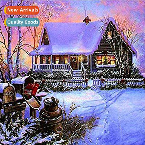 Cross Stch New DIY Snowy Cottage Full Stch mple Handmade Thr