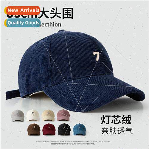 Autumn winter corduroy baseball cap men women big head circu