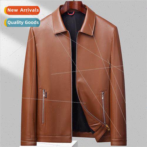 New free care leather jacket business casual short middle-ag