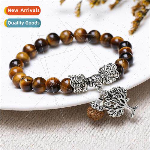 Stone Beaded Tiger Eye Stone HJewelry Alloy Tree fe Red Agat