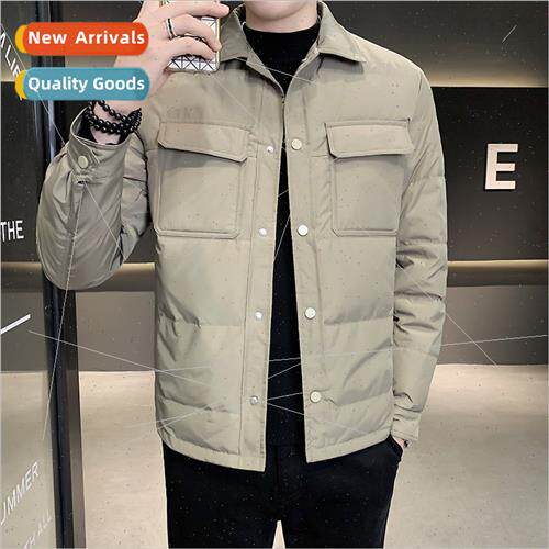 ght down jacket men 2022 winter new Slim lapel warm jacket t
