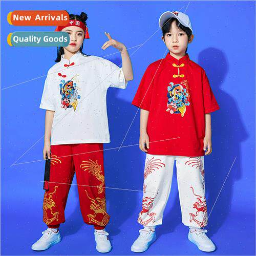 June 1 childrens permance costumes Chinese red koi short-sle