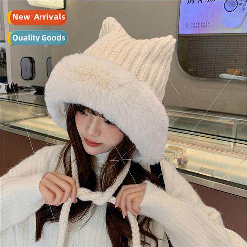 Knted cap female winter cute cartoon cat ears wool cap padde