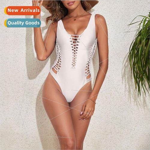 2023 Europe New One Piece Bikini Swimsu Solid Color Sexy i