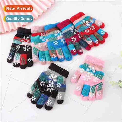 mple splicing floral children gloves ins stripes asymmetric