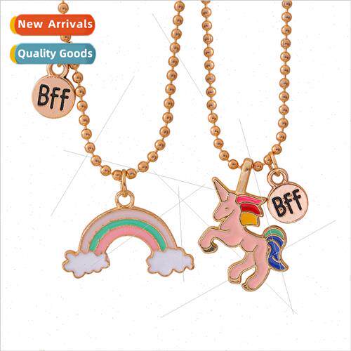 Best Friends good friends rainbow unicorn alloy pendant chil