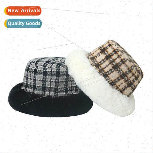 Japan warm fisherman hat children autumn winter plaid plush