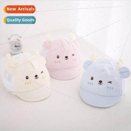 Summer new baby sun cute antlers mesh hat elastic bbaby duck