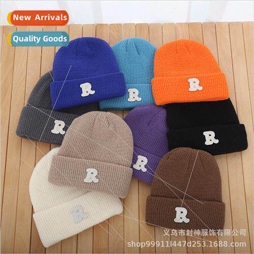 Embroidery label hat female autumn winter warm knted cap Kor