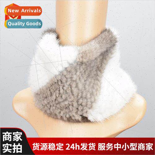 Korea  winter mink hair hollow top hat scarf scarf warm neck