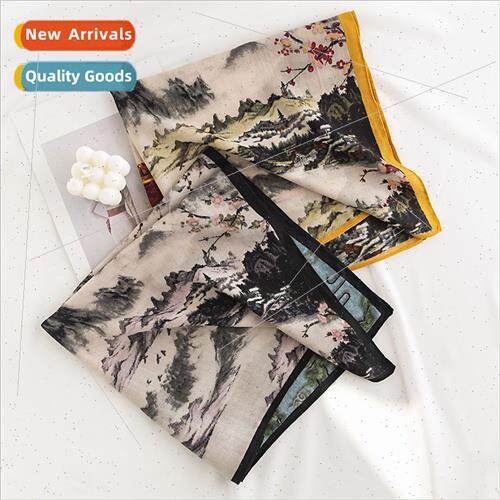 tide landscape printing small square scarf lerary elegant si