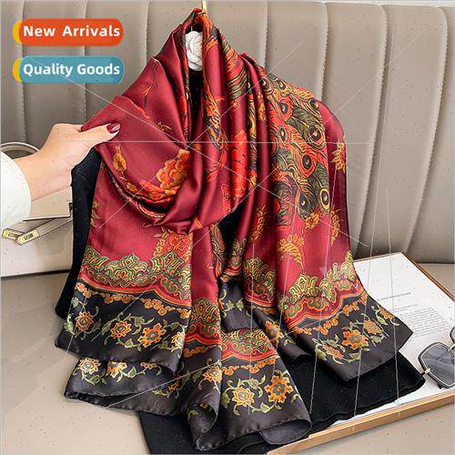 Retro national fashion spring autumn printing silk scarf fem