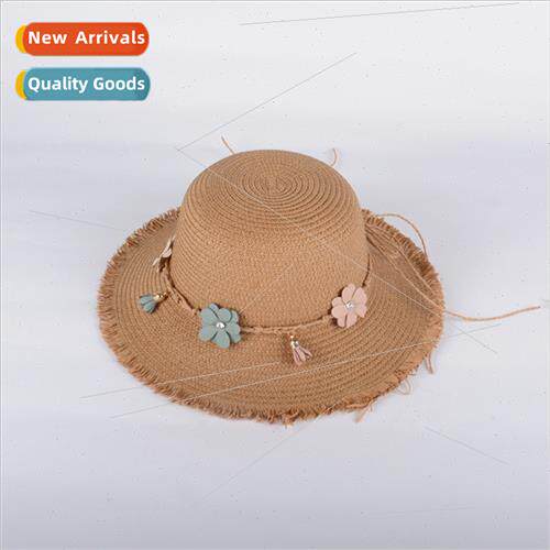 Summer vacation tassel side flowers sunshade ladies straw ha