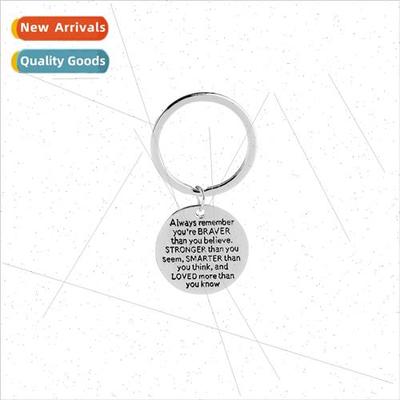 New Europe American creative geometric round engraved keycha