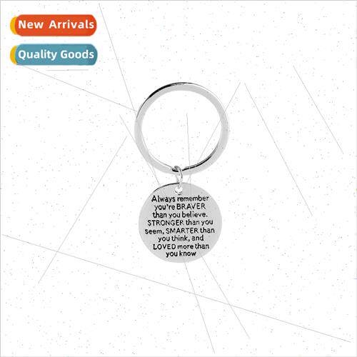 New Europe American creative geometric round engraved keycha