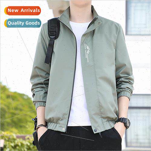 Jacket men tops spring autumn thin new solid color baseball