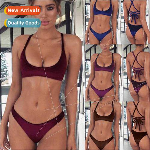 bay_2018Europe swimsu sexy gold velvet bikini 2018A27