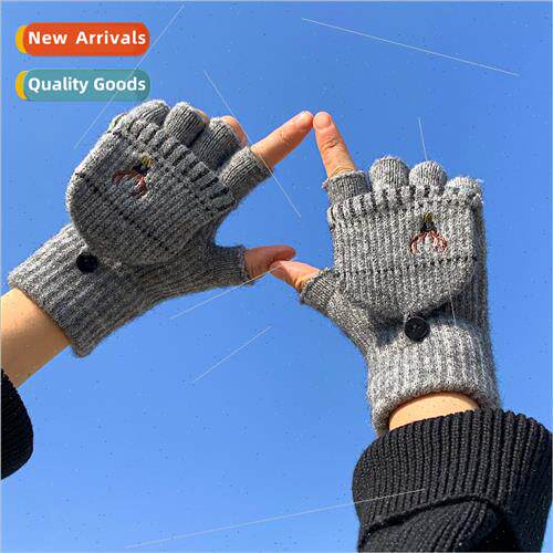 Gloves men winter half-finger couple students wring open fin