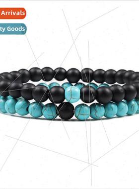 Creative wh beaded blue turquoise strings couple bracelets e