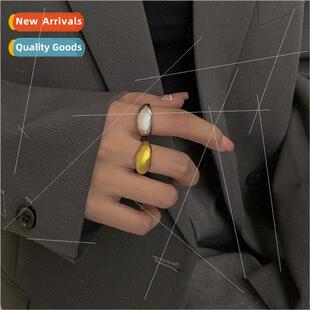 glossy open hundred silver nic Korea simple female S925 ring
