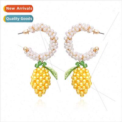 New simple alloy pearl earrings retro fashion pineapple earr