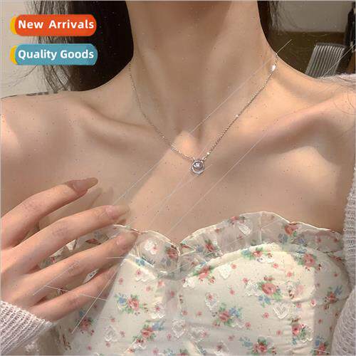 mple double circle zirconia necklace women ins niche shiny f