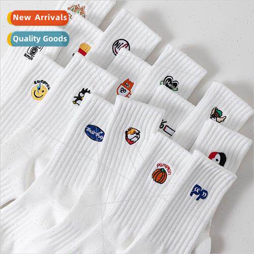 Black whe socks men mid-calf socks cotton sports anti-odor f