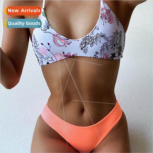 2023 New Europe Floral U Neck Tie Sexy Bikini Spl Swimsu Swi