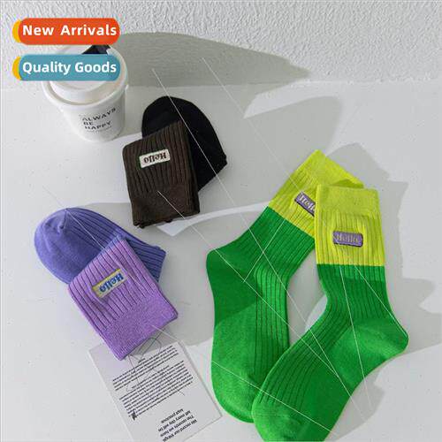 Colorful splicing socks female stacked socks autumn new high
