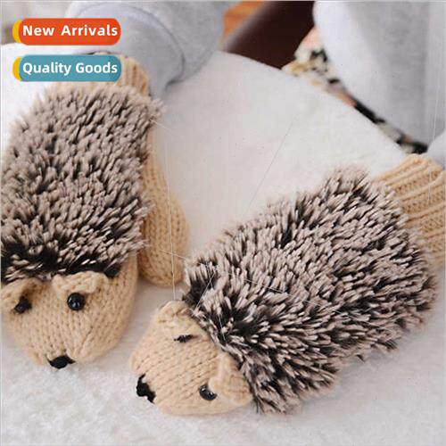 Full-finger cartoon hedgehog gloves winter gloves female Kor