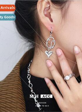 Abstract human face love long earrings female simple 925 sil