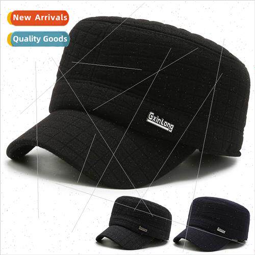 Middle-aged elderly men winter hat dad flat cap ear protecti