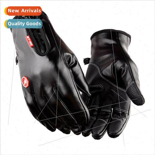 Full-finger zipper gloves pu leather touch screen men women