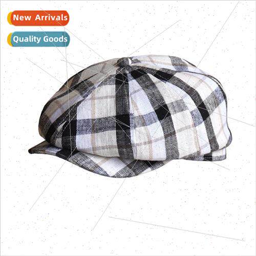 Spring summer  linen breathable UK octagonal cap painter hat