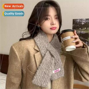 new knt scarf wool Korea ins 2023 winter female small Cross
